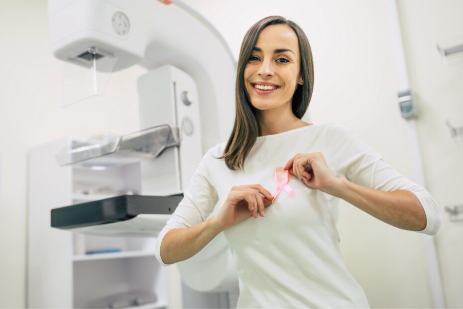 Young woman is having mammography examination at the hospital or private clinic with a professional female doctor.