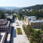 Deptak w Krynicy-Zdroku widok z drona